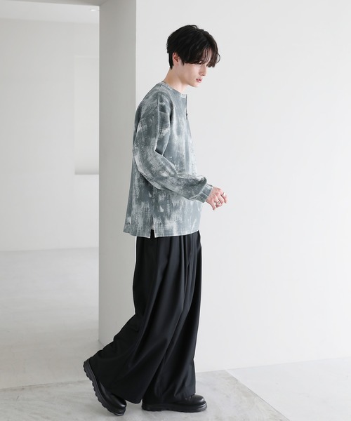 ASTRONOMY（アストロノミー）の「クルーネックハーフジップポンチ総柄カットソー（Tシャツ/カットソー・メンズ・ブラック/ホワイト・S/M/L）」の8枚目の写真