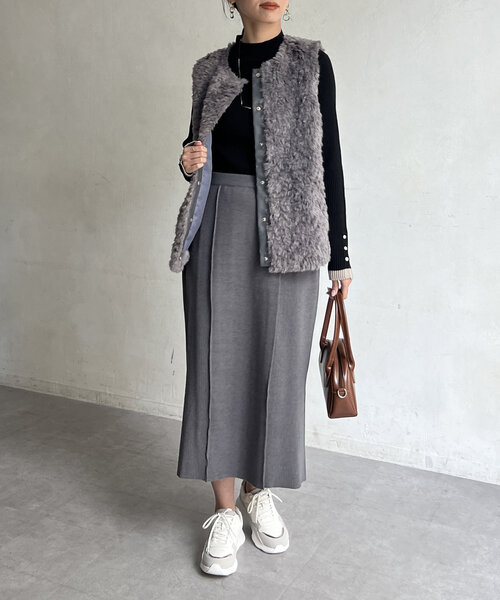 Chez toi（シェトワ）の「配色袖口ボタンハイネックプルオーバー（ニット/セーター・レディース・レッド/グレー/オフホワイト/ブラック/アイボリー・FREE）」の21枚目の写真