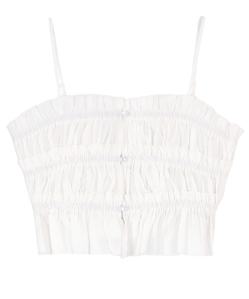 titivate（ティティベイト）の「シャーリングフリルビスチェキャミソール（キャミソール・レディース・ブラック/ベージュ系その他/ホワイト/ブルー系その他・M/L）」の19枚目の写真