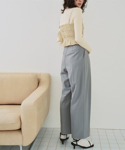 titivate（ティティベイト）の「シャーリングフリルビスチェキャミソール（キャミソール・レディース・ブラック/ベージュ系その他/ホワイト/ブルー系その他・M/L）」の8枚目の写真