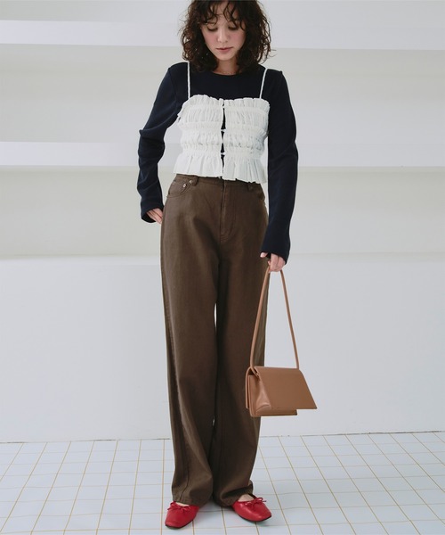 titivate（ティティベイト）の「シャーリングフリルビスチェキャミソール（キャミソール・レディース・ブラック/ベージュ系その他/ホワイト/ブルー系その他・M/L）」の21枚目の写真