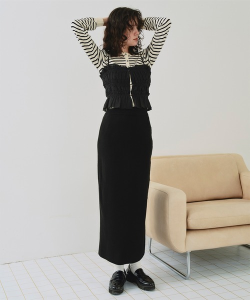 titivate（ティティベイト）の「シャーリングフリルビスチェキャミソール（キャミソール・レディース・ブラック/ベージュ系その他/ホワイト/ブルー系その他・M/L）」の5枚目の写真