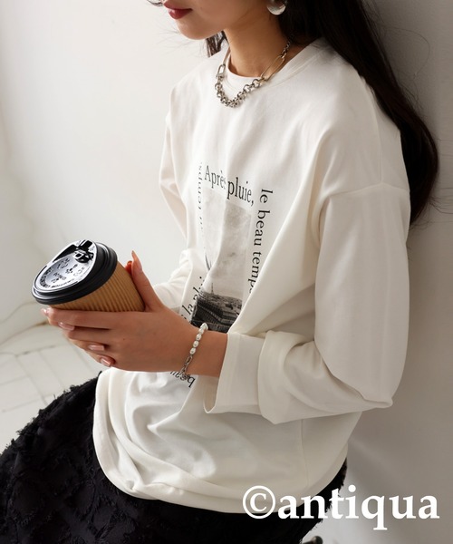antiqua(アンティカ)の「フォトロゴロンT(Tシャツ/カットソー・レディース・ホワイト/ブラック/チャコールグレー・ONESIZE)」の4枚目の写真