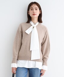 ◆【カシミヤ混】ボリュームスリーブ ボトルネックニット