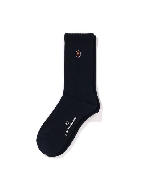 A BATHING APE(アベイシングエイプ)の「ONE POINT SOCKS(ソックス/靴下・メンズ・ネイビー/チャコール/ホワイト/ブラック/グレー・LARGE/MEDIUM)」の1枚目の写真