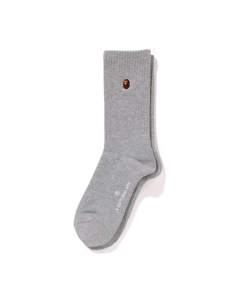 A BATHING APE(アベイシングエイプ)の「ONE POINT SOCKS(ソックス/靴下・メンズ・ネイビー/チャコール/ホワイト/ブラック/グレー・LARGE/MEDIUM)」の4枚目の写真