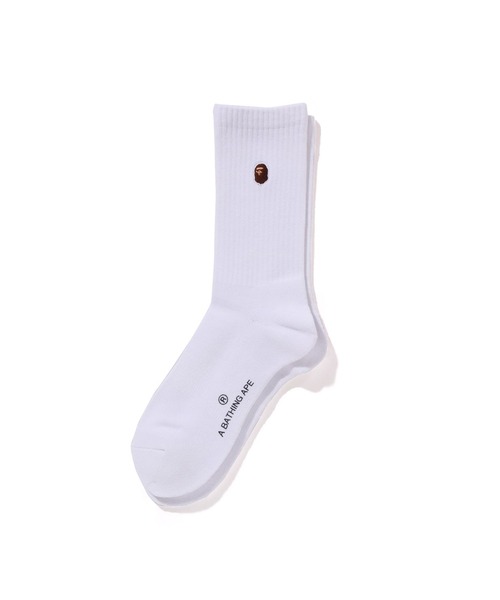 A BATHING APE(アベイシングエイプ)の「ONE POINT SOCKS(ソックス/靴下・メンズ・ネイビー/チャコール/ホワイト/ブラック/グレー・LARGE/MEDIUM)」の2枚目の写真