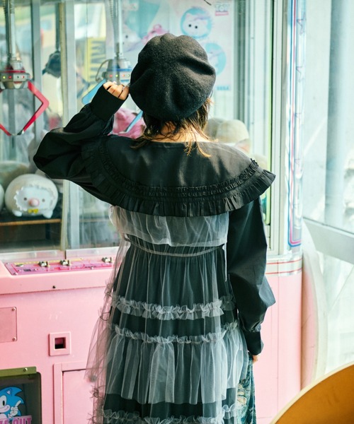 クティールとレトロ】ビッグ襟フリルブラウス（シャツ/ブラウス