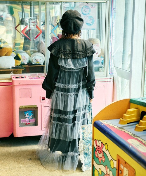 クティールとレトロ】ビッグ襟フリルブラウス（シャツ/ブラウス