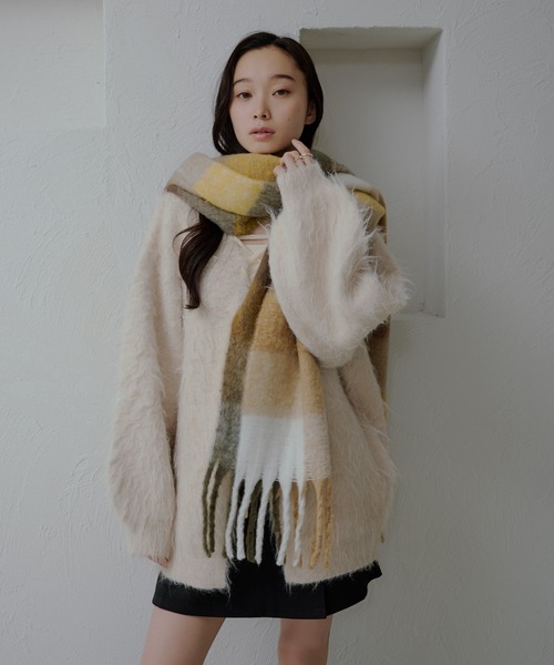 apres jour clair】ボリュームチェックマフラー（マフラー）｜apres