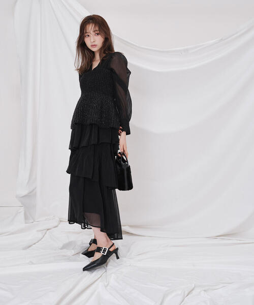 NATURAL BEAUTY BASIC(ナチュラルビューティーベーシック)の「◇ペプラムニットビスチェ(ベスト・レディース・ブラック/オフホワイト・FREE)」の10枚目の写真