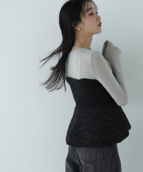 NATURAL BEAUTY BASIC(ナチュラルビューティーベーシック)の「◇ペプラムニットビスチェ(ベスト・レディース・ブラック/オフホワイト・FREE)」の11枚目の写真