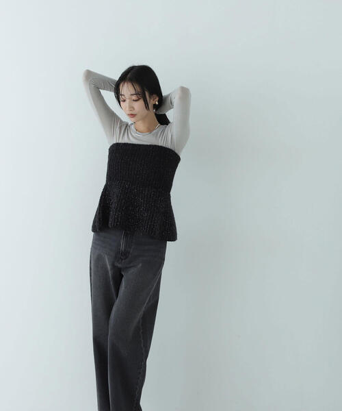 NATURAL BEAUTY BASIC(ナチュラルビューティーベーシック)の「◇ペプラムニットビスチェ(ベスト・レディース・ブラック/オフホワイト・FREE)」の12枚目の写真