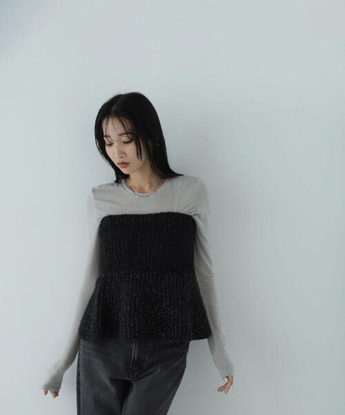 NATURAL BEAUTY BASIC(ナチュラルビューティーベーシック)の「◇ペプラムニットビスチェ(ベスト・レディース・ブラック/オフホワイト・FREE)」の15枚目の写真