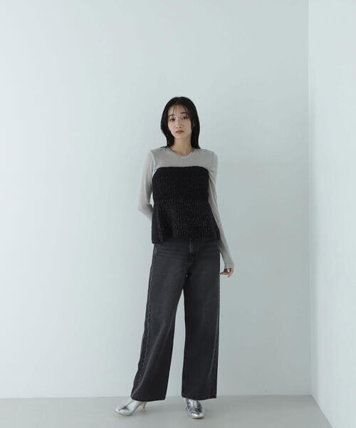 NATURAL BEAUTY BASIC(ナチュラルビューティーベーシック)の「◇ペプラムニットビスチェ(ベスト・レディース・ブラック/オフホワイト・FREE)」の16枚目の写真