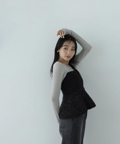 NATURAL BEAUTY BASIC(ナチュラルビューティーベーシック)の「◇ペプラムニットビスチェ(ベスト・レディース・ブラック/オフホワイト・FREE)」の18枚目の写真