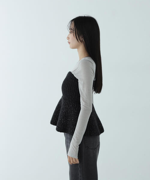 NATURAL BEAUTY BASIC(ナチュラルビューティーベーシック)の「◇ペプラムニットビスチェ(ベスト・レディース・ブラック/オフホワイト・FREE)」の19枚目の写真