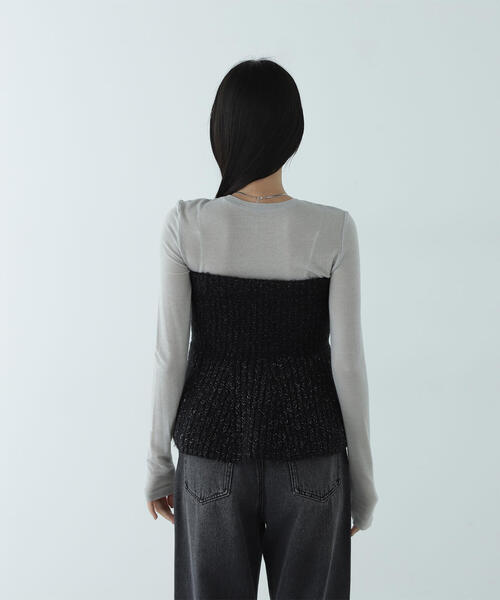 NATURAL BEAUTY BASIC(ナチュラルビューティーベーシック)の「◇ペプラムニットビスチェ(ベスト・レディース・ブラック/オフホワイト・FREE)」の20枚目の写真