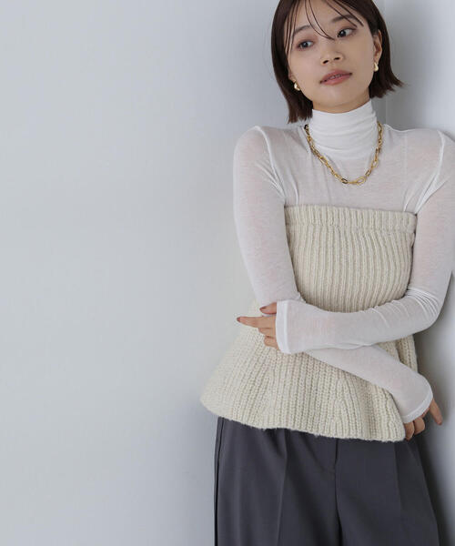 NATURAL BEAUTY BASIC(ナチュラルビューティーベーシック)の「◇ペプラムニットビスチェ(ベスト・レディース・ブラック/オフホワイト・FREE)」の8枚目の写真