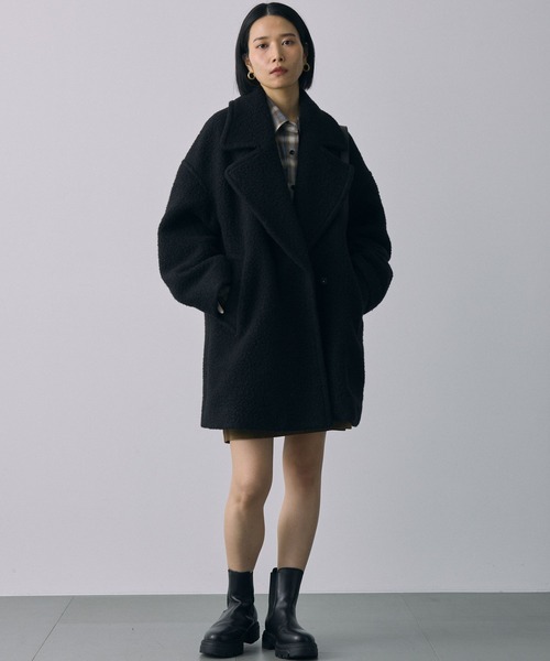 BABYLONE（バビロン）の「ナッピングミドルコート（ピーコート・レディース・ブラック/ホワイト・フリー）」の17枚目の写真