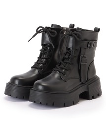 MAXMARA 39 レザーアンクルブーツ レースアップ バックファスナー 黒