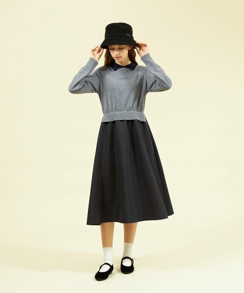 MACKINTOSH PHILOSOPHY（ﾏｯｷﾝﾄｯｼｭ ﾌｨﾛｿﾌｨｰ）の「ニットコンビワンピース（ワンピース・レディース・チャコールグレー/ブラック・38）」の4枚目の写真