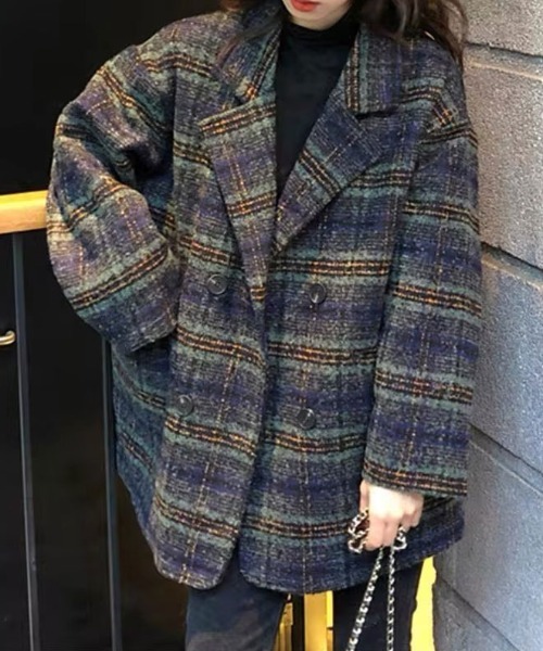 【 ammy. / エイミードット 】 マルチチェック テーラードジャケット / ショートコート