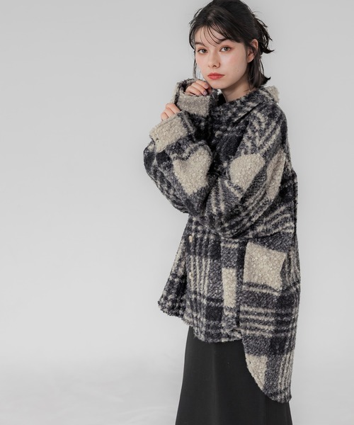 セール】チェック柄ボアジャケット（ブルゾン）｜coca（coca）（コカ