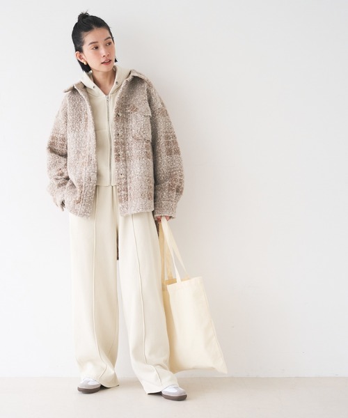coca(coca)(コカ)の「チェック柄ボアジャケット(ブルゾン・レディース・ベージュ/ブラック・L/M)」の10枚目の写真