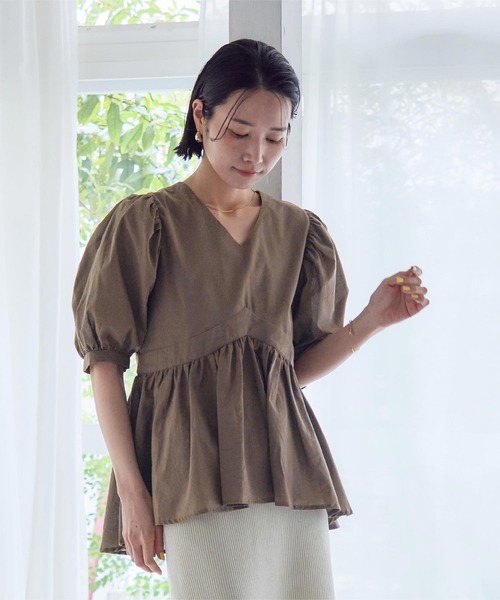 ブラウス シャツ 「ZOZO限定」Vネックペプラムブラウス レディース Fit more ブラウス シャツ 「ZOZOTOWN限定カラー」Vネック