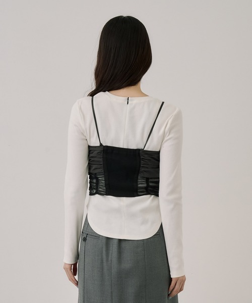 UNITED TOKYO（ユナイテッドトウキョウ）の「ギャザービスチェコンビTEE｜ウォッシャブル/ロンT/ビスチェ/春服（Tシャツ/カットソー・レディース・ホワイト/ブラック・FREE）」の11枚目の写真