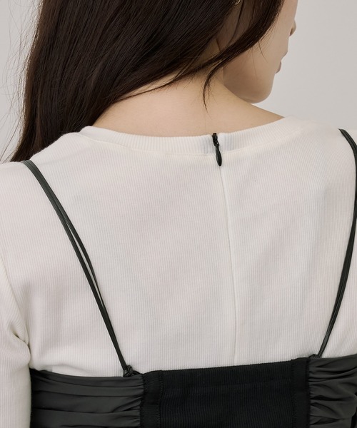 UNITED TOKYO（ユナイテッドトウキョウ）の「ギャザービスチェコンビTEE｜ウォッシャブル/ロンT/ビスチェ/春服（Tシャツ/カットソー・レディース・ホワイト/ブラック・FREE）」の12枚目の写真