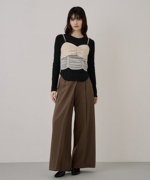 UNITED TOKYO（ユナイテッドトウキョウ）の「ギャザービスチェコンビTEE｜ウォッシャブル/ロンT/ビスチェ/春服（Tシャツ/カットソー・レディース・ホワイト/ブラック・FREE）」の14枚目の写真