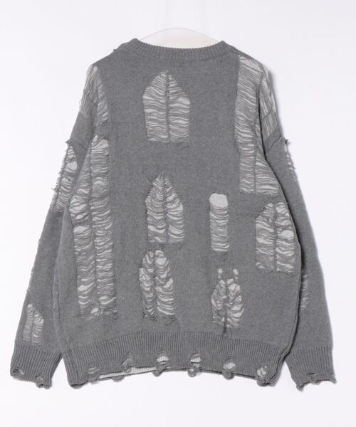 BARELY BLUE(ベアリーブルー)の「【 BARELY BLUE / ベアリーブルー 】 レイヤード ダメージ デザイン ニット / UNISEX(ニット/セーター・メンズ・ブラック/グレー・S/M/L)」の3枚目の写真