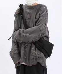 BARELY BLUE | 【 BARELY BLUE / ベアリーブルー 】 レイヤード ダメージ デザイン ニット / UNISEX(ニット/セーター)