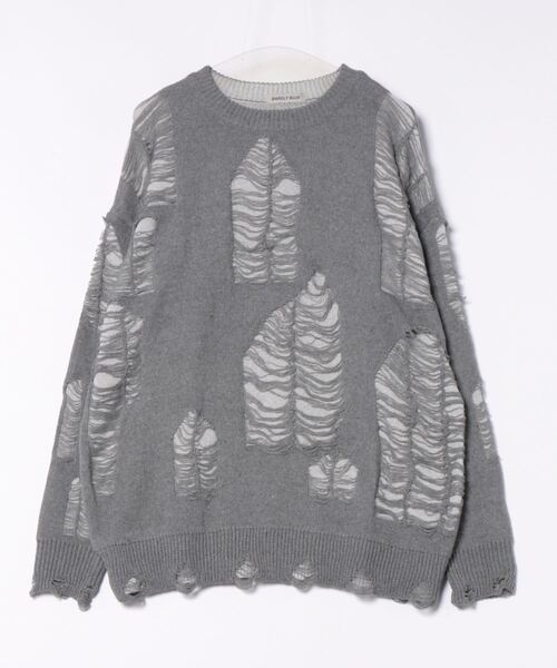 BARELY BLUE(ベアリーブルー)の「【 BARELY BLUE / ベアリーブルー 】 レイヤード ダメージ デザイン ニット / UNISEX(ニット/セーター・メンズ・ブラック/グレー・S/M/L)」の12枚目の写真
