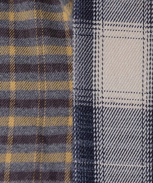 DAY CLOSET（デイ クローゼット）の「【カラーで選べる質感/ゆるっと羽織れるオーバーサイズ】長袖チェック柄ラウンドアシメヘムボックスプリーツシャツ（シャツ/ブラウス・レディース・ネイビー/イエロー×グレー・M/L）」の7枚目の写真