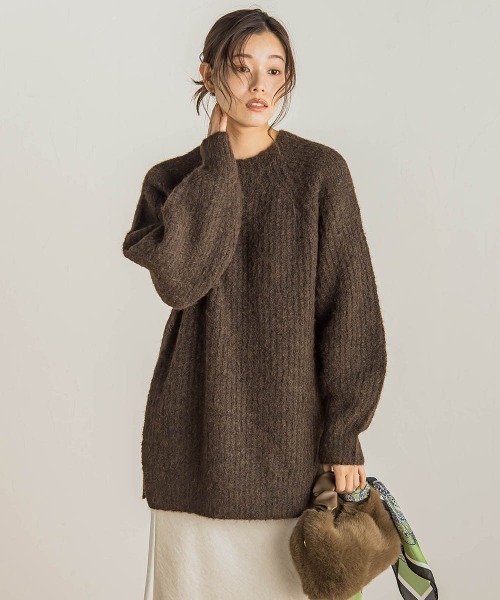 Droite lautreamont(ドロワットロートレアモン)の「【WEB限定】片畦ラグランプルオーバー≪手洗い可能≫(ニット/セーター・レディース・オフホワイト/ブラウン/レッド・M)」の2枚目の写真