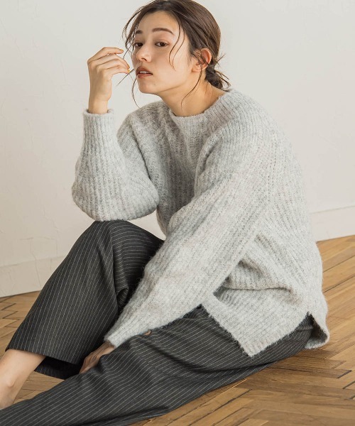 Droite lautreamont(ドロワットロートレアモン)の「【WEB限定】片畦ラグランプルオーバー≪手洗い可能≫(ニット/セーター・レディース・オフホワイト/ブラウン/レッド・M)」の4枚目の写真