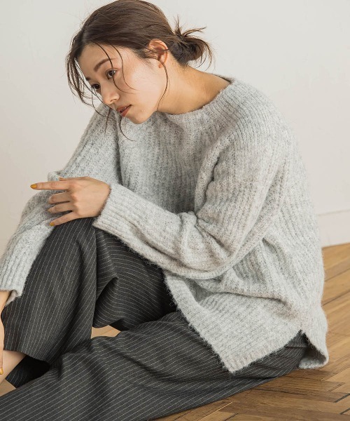Droite lautreamont(ドロワットロートレアモン)の「【WEB限定】片畦ラグランプルオーバー≪手洗い可能≫(ニット/セーター・レディース・オフホワイト/ブラウン/レッド・M)」の6枚目の写真