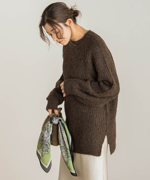 Droite lautreamont(ドロワットロートレアモン)の「【WEB限定】片畦ラグランプルオーバー≪手洗い可能≫(ニット/セーター・レディース・オフホワイト/ブラウン/レッド・M)」の18枚目の写真