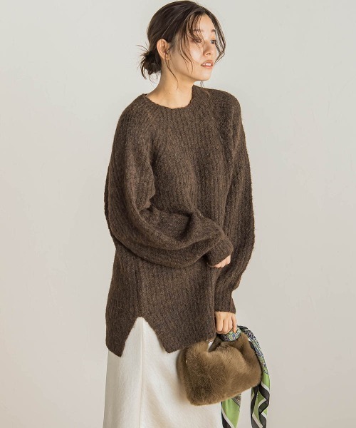 Droite lautreamont(ドロワットロートレアモン)の「【WEB限定】片畦ラグランプルオーバー≪手洗い可能≫(ニット/セーター・レディース・オフホワイト/ブラウン/レッド・M)」の20枚目の写真