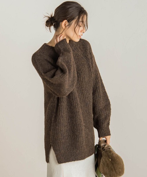 Droite lautreamont(ドロワットロートレアモン)の「【WEB限定】片畦ラグランプルオーバー≪手洗い可能≫(ニット/セーター・レディース・オフホワイト/ブラウン/レッド・M)」の21枚目の写真