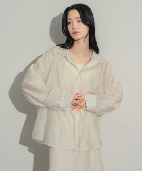 NEUNA（ヌナ）の「2wayワッシャーブラウス（シャツ/ブラウス・レディース・ベージュ/アイボリー・FREE）」の4枚目の写真