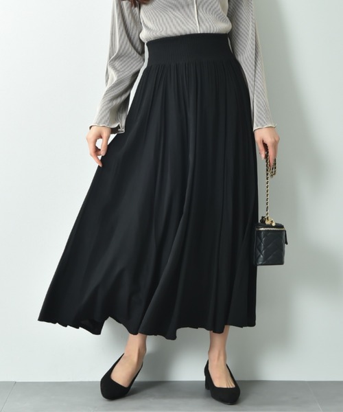 INTERPLANET（インタープラネット）の「ウエストゴムフレアースカート（スカート・レディース・イエロー/グレー/ブラック/ブルー/レッド・FREE）」の2枚目の写真