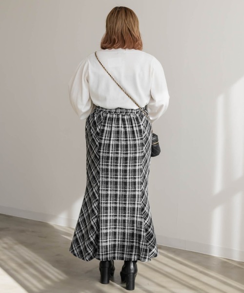 CLETTE（クレット）の「チェック柄ツイードマーメイドスカート（スカート・レディース・ブラック/オフホワイト・3L/4L/LL）」の14枚目の写真
