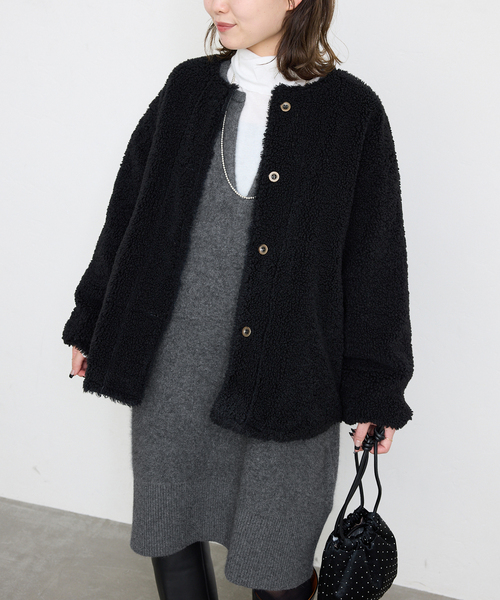 美品♡SLOBE IENA ウォッシャブルファーリーミニワンピース　黒 SLOBE IENA｜《追加》ウォッシャブルファーリーミニワンピース