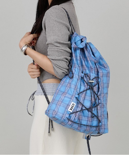 CONTROL FREAK / CTFK（コントロールフリーク）の「CONTROL FREAK / CTFK（コントロールフリーク）撥水編み上げナップサック（バックパック/リュック・レディース・ブラック/ブルー/シルバー/オレンジ/ホワイト/グリーン/レオパード/ドット/チェック/ブラック系その他/オリーブ/マルチ・FREE）」の12枚目の写真