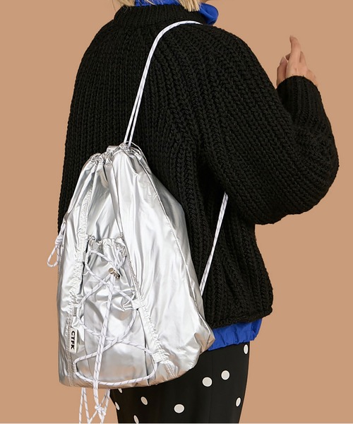 CONTROL FREAK / CTFK（コントロールフリーク）の「CONTROL FREAK / CTFK（コントロールフリーク）撥水編み上げナップサック（バックパック/リュック・レディース・ブラック/ブルー/シルバー/オレンジ/ホワイト/グリーン/レオパード/ドット/チェック/ブラック系その他/オリーブ/マルチ・FREE）」の8枚目の写真