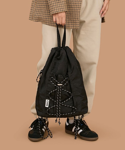 CONTROL FREAK / CTFK（コントロールフリーク）の「CONTROL FREAK / CTFK（コントロールフリーク）撥水編み上げナップサック（バックパック/リュック・レディース・ブラック/ブルー/シルバー/オレンジ/ホワイト/グリーン/レオパード/ドット/チェック/ブラック系その他/オリーブ/マルチ・FREE）」の2枚目の写真